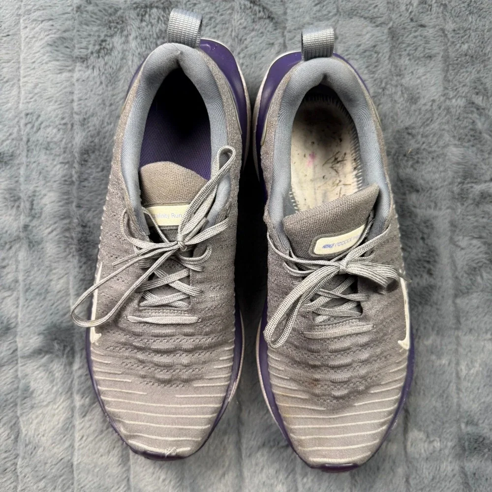 Nike InfinityRN 4 Grey Purple Running Shoes FJ1221-010 Mens 11.5 ReactX Flyknit